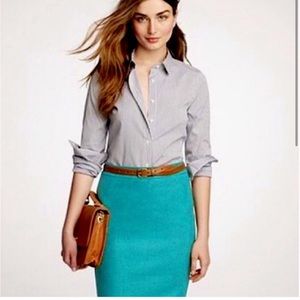 J. Crew | The Pencil Skirt Wool | Teal Green |  10 | Classic